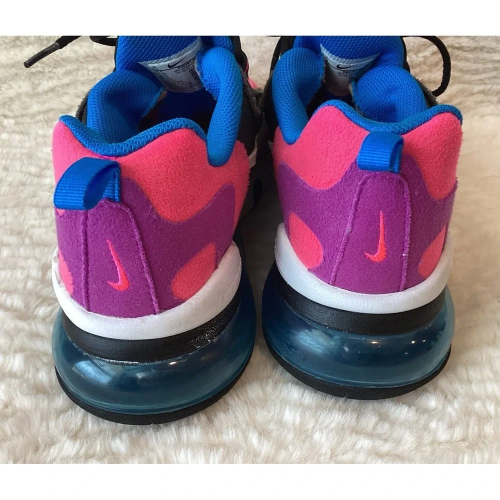 Nike Air Max 270 React Tennis Shoes Size 7 Youth GS Black White Pink Sneakers